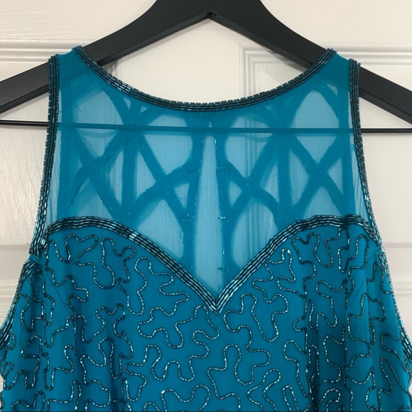 GRACE ORIGINALS Vintage Beaded Silk Gown Blue XS - Picture 8 of 16